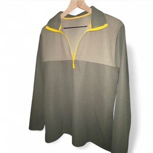 Men's Olive and Yellow Quarter-Zip Shirt